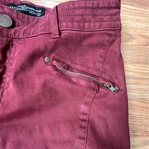Peruvian Connection Motorcycle Pants Burgundy Zip Ankles Skinny Moto Womens 4 - Picture 7 of 12